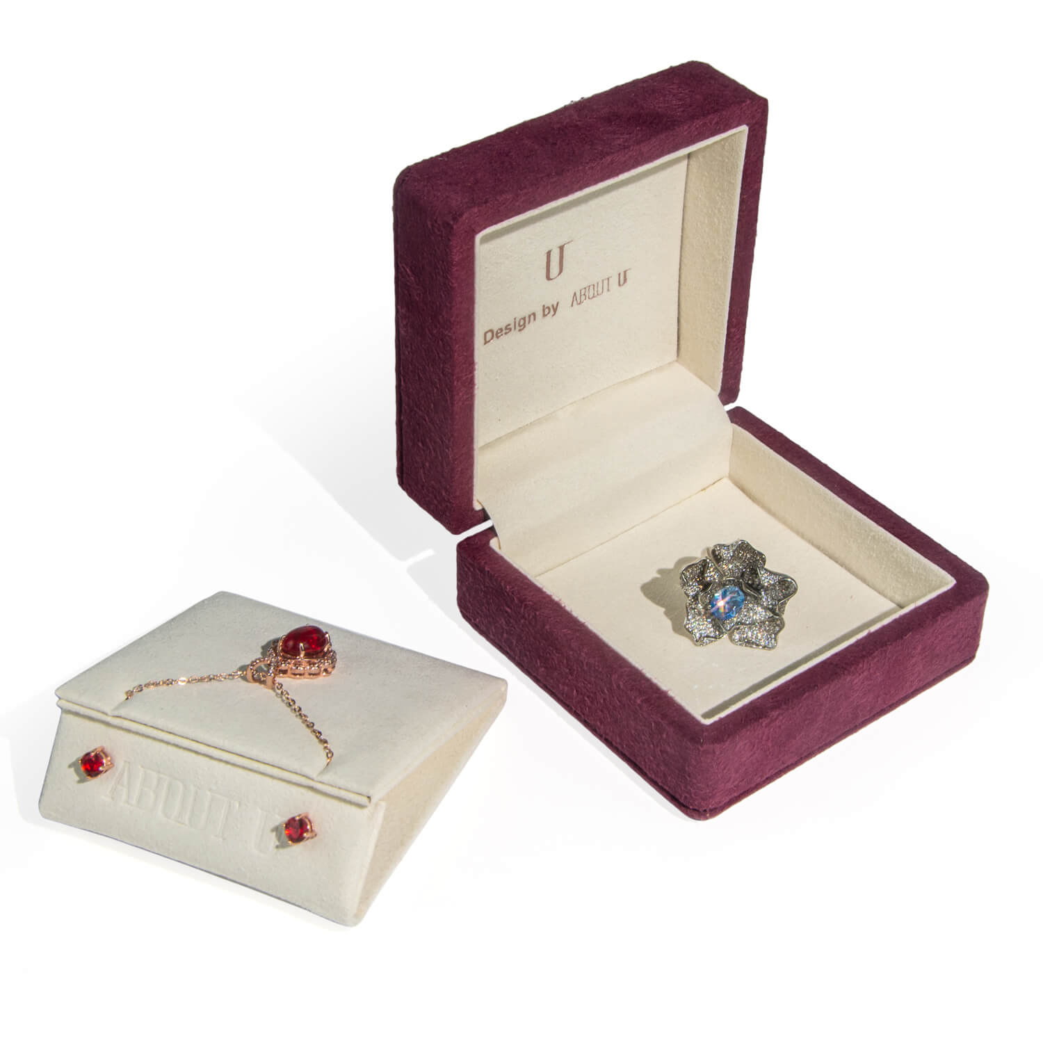 FORTE Vintage High-End-Mikrofaser-Schmuckverpackungsbox für Ringe, Halsketten, Armbänder, Ohrringe