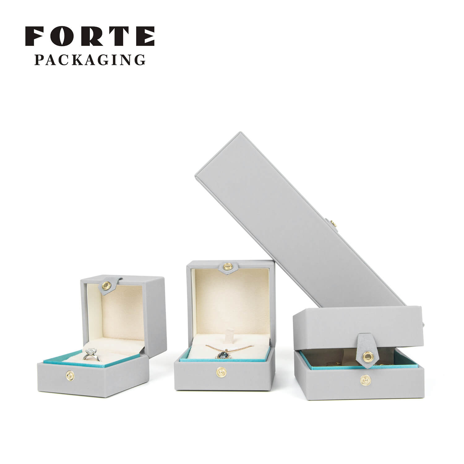 FORTE Schmuckverpackung – beige Leder-Ohrringbox
