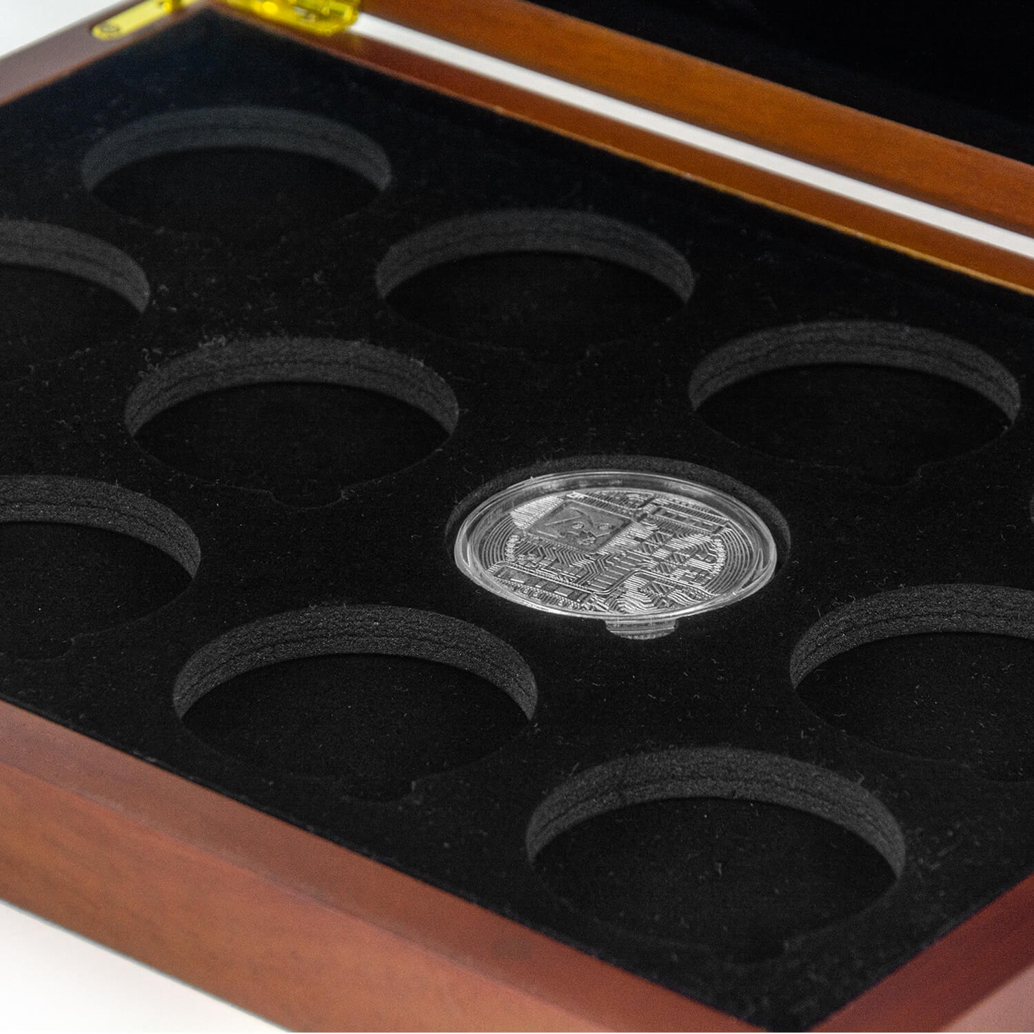 FORTE Holz-Silber-Münzbox, luxuriöse Gedenkmünzen-Aufbewahrungsbox, individuelles Logo, Goldmünzen-Gedenksammel-Holzkisten
